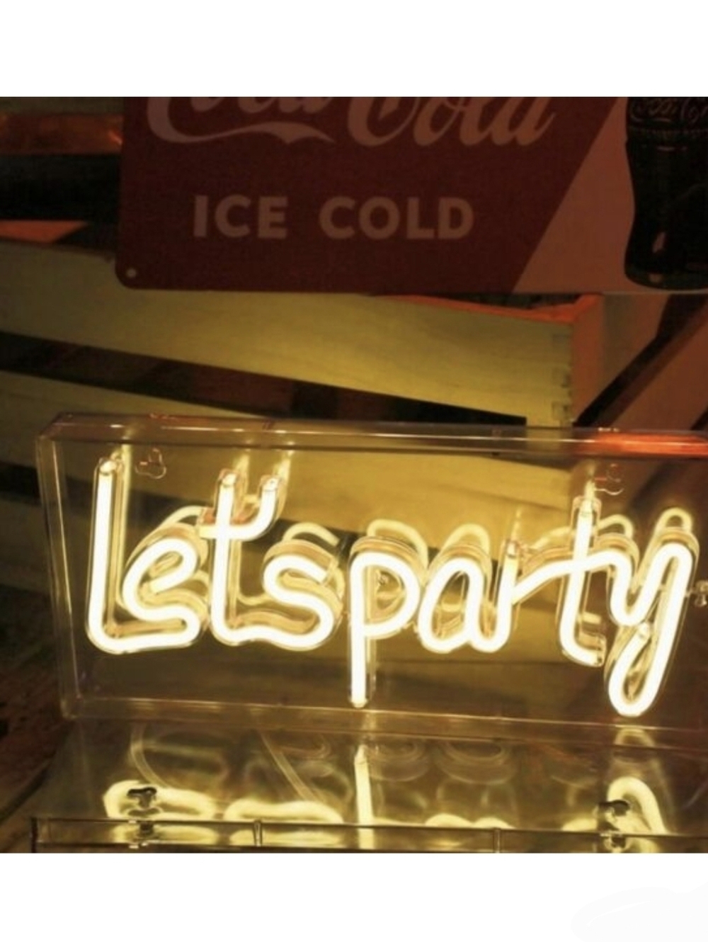Let's Party White Neon Sign for Wall and Desk Decor